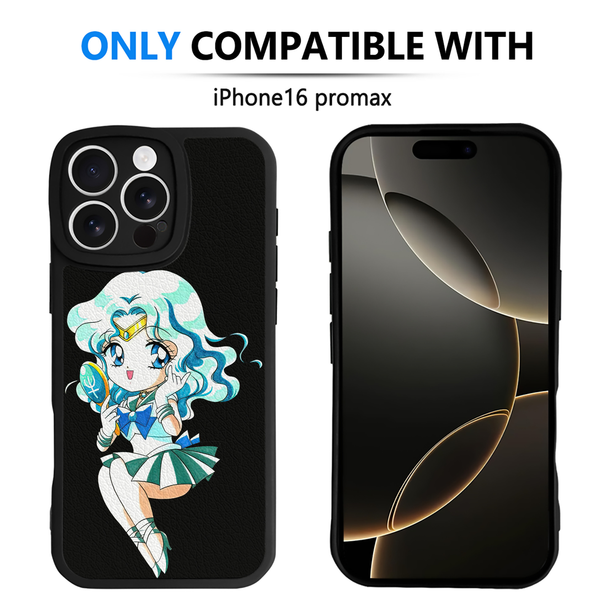 （画像用） 美少女戦士セーラームーン 海王 みちる（かいおう みちる） Sailor Moon Kaiou Michiru 【iPhone 16シリーズ対応】シリコンスマホケース（レザー調） 材質：シリコン